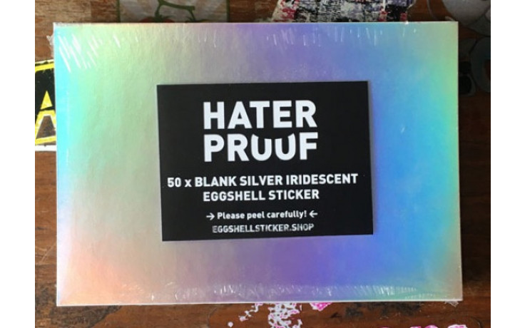 XL BLANK STICKER PACK ON SILVER-IRIDESCENT EGGSHELL FOIL