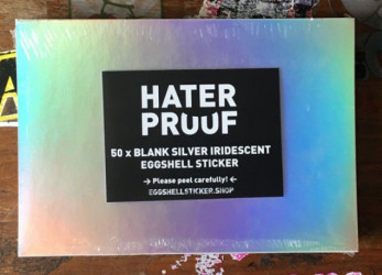 XL BLANK STICKER PACK ON SILVER-IRIDESCENT EGGSHELL FOIL